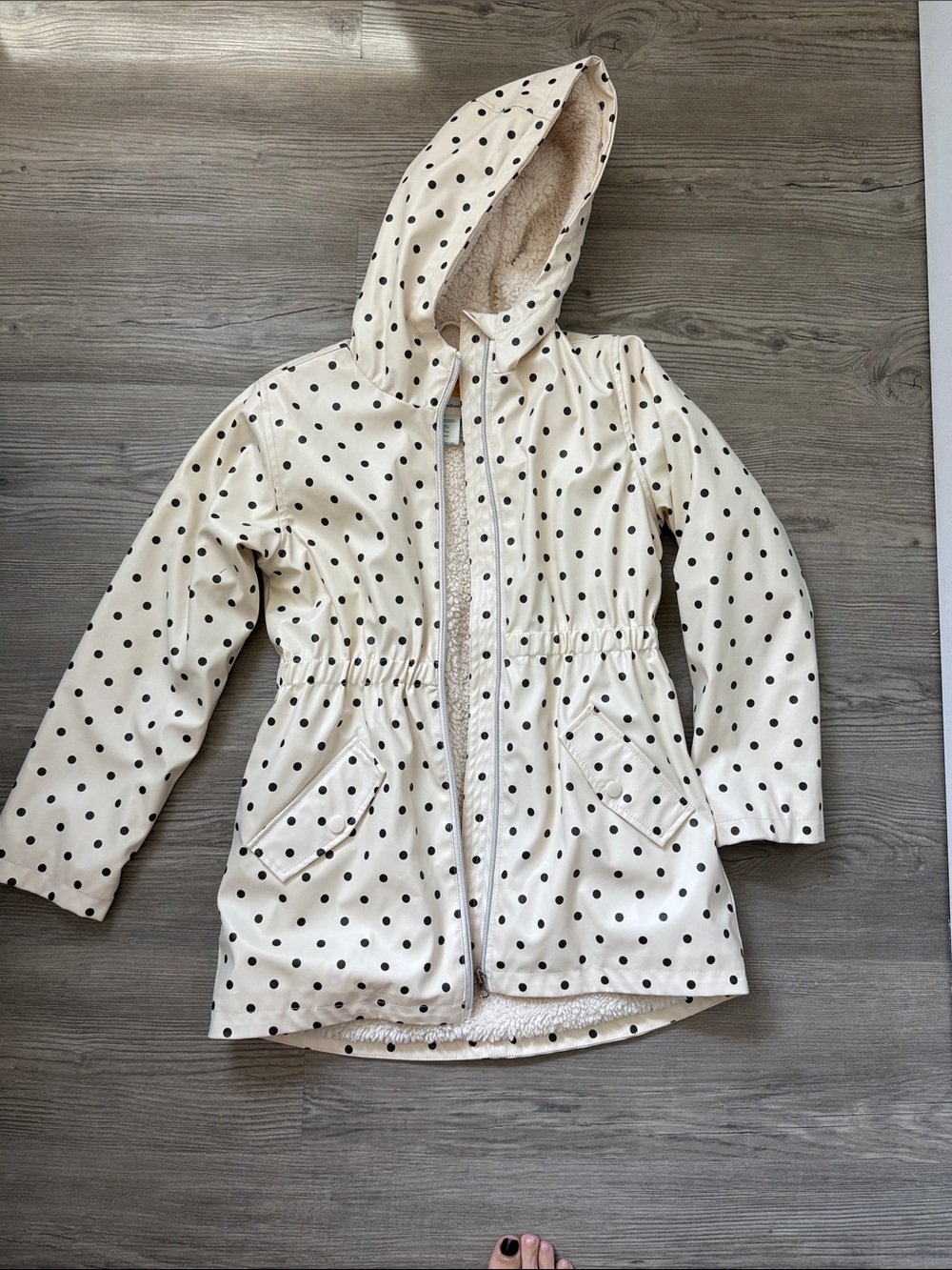C&C California Cream Hooded Polka Dot Raincoat